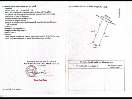 4 CHÍNH CHỦ BÁN 256M ĐẤT NỀN THÔN TÂN HÀ, ĐẠI LÃNH, ĐẠI LỘC, QUẢNG NAM